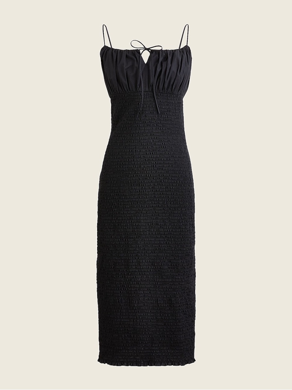 J crew linen Smocked Midi Dress with Tie-Strap Detail